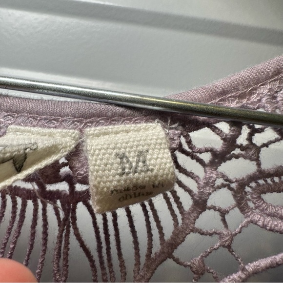 Others Follow Purple Scoop Neck Lace Crochet Accent Split Back Blouse size M - Picture 3 of 11